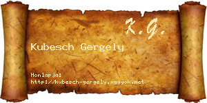Kubesch Gergely névjegykártya
